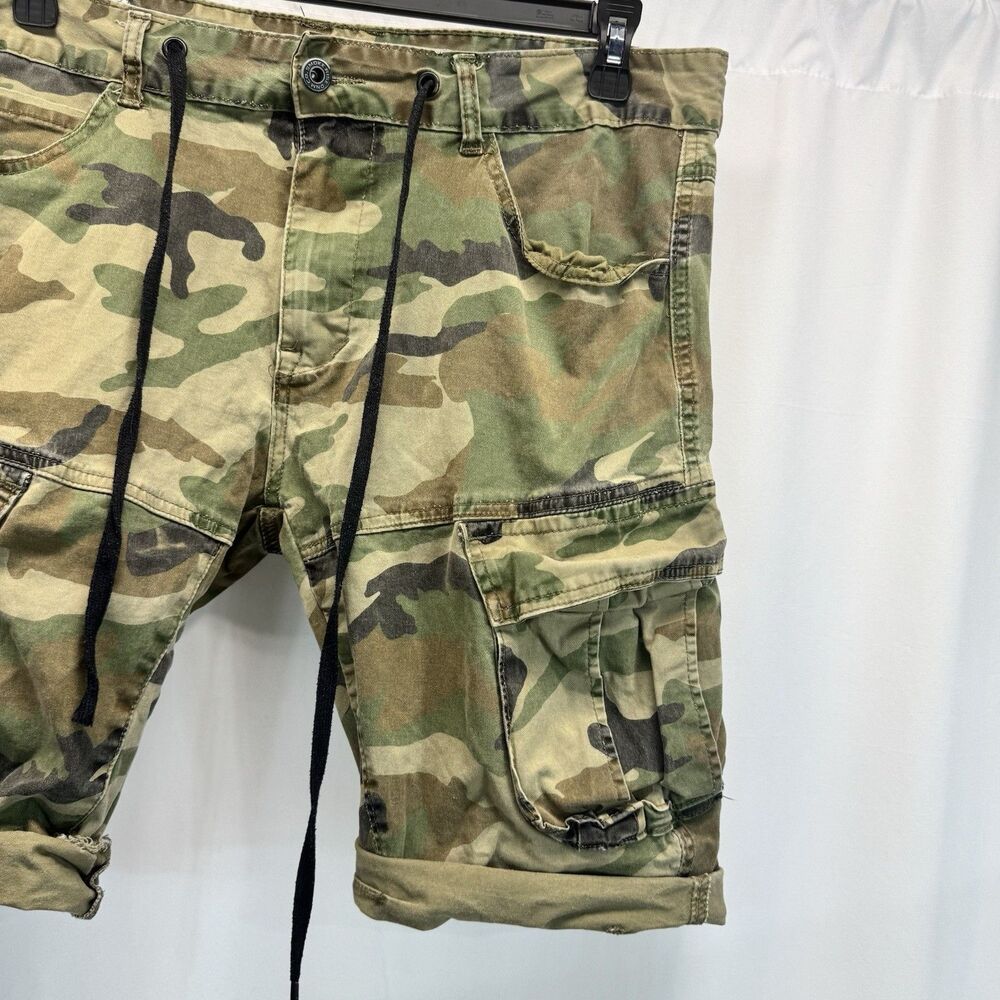 Smoke Rise Cargo Shorts Mens 38 Camo 13” Inseam Utility Jorts Twill Gorpcore - Picture 5 of 12